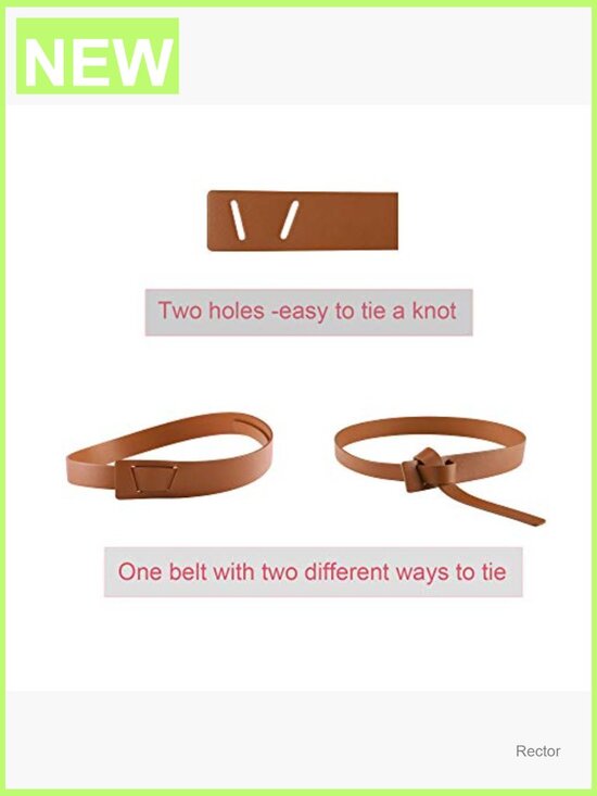 Faux Leather Tie Knot Belt for Dresses, No Buckle Cinch main image 5